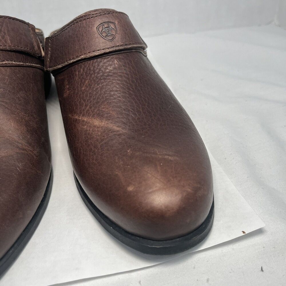 Ariat Sport Mules Brown Leather Slip On Shoes Heels Comfort Women 9.5 - Picture 4 of 9